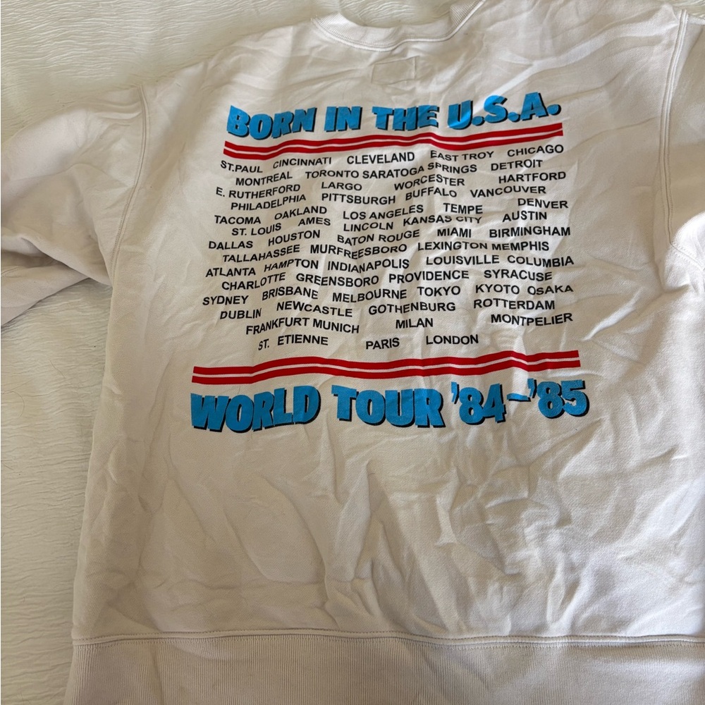 Bruce Springsteen E Street Band Graphic Sweatshirt - White with Red & Blue - Picture 2 of 2